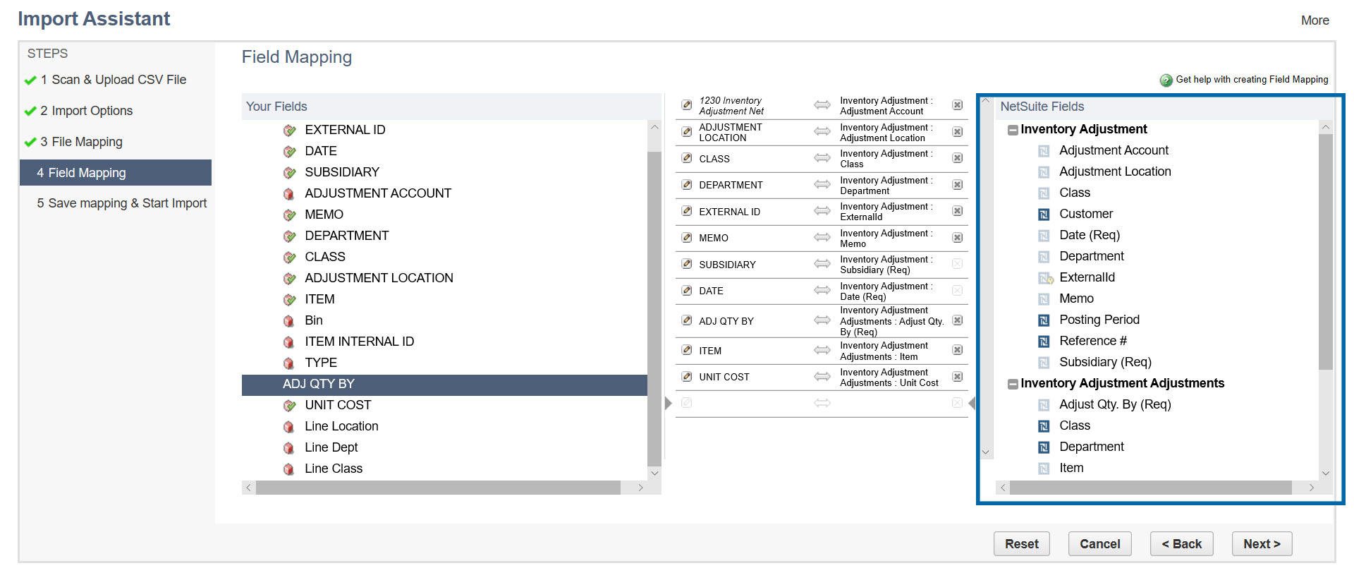 inventory assignment internal id netsuite